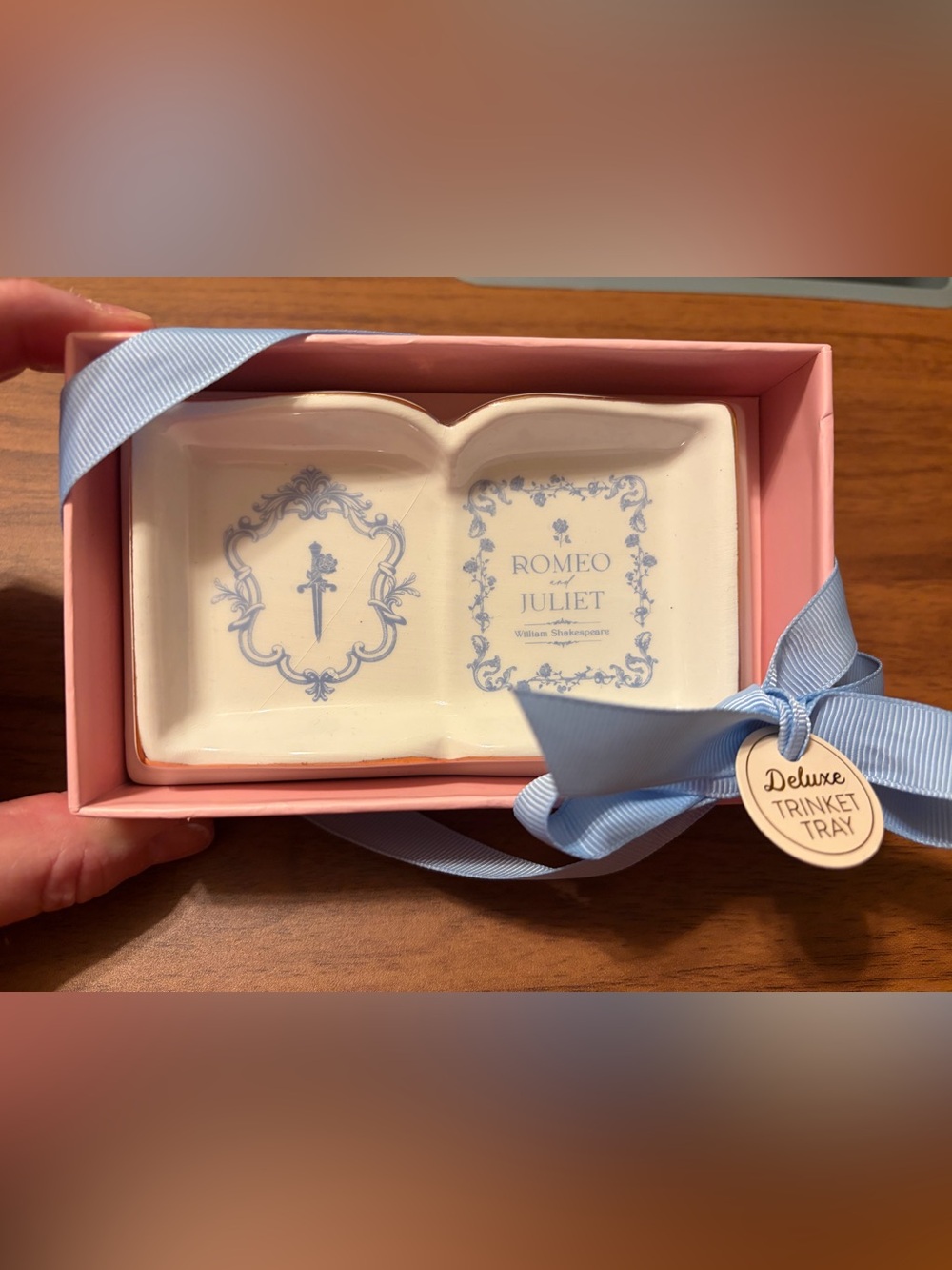 Eccola Ceramic Romeo & Juliet Book Shaped Trinket Dish/ Comes New in the Box
